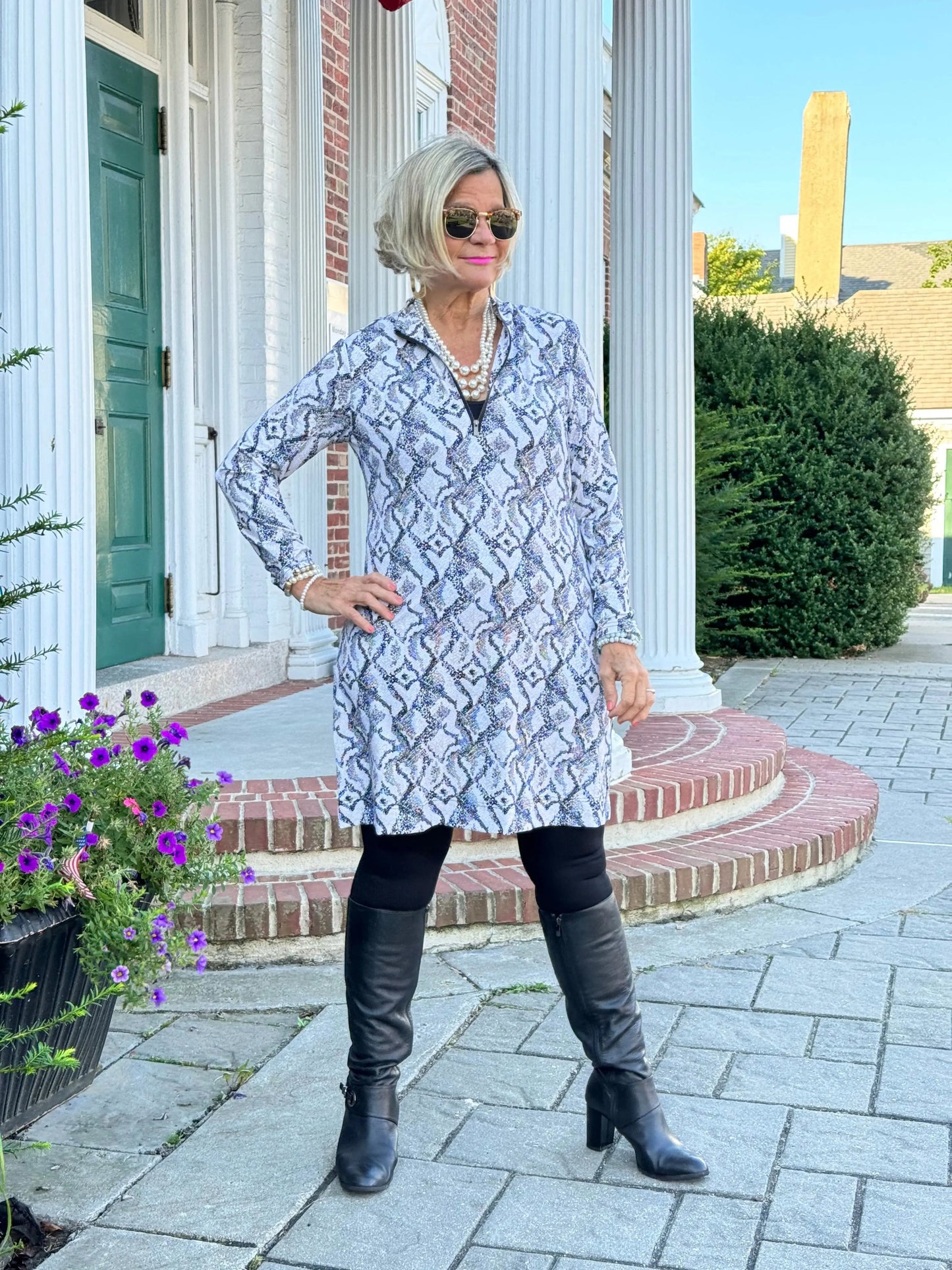 LULU-B WINTER WHIT HALF ZIPPER DRESS