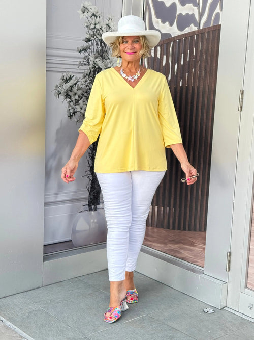 LULU-B YELLOW TAILORED V SLEEVE TOP