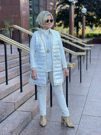 SNOW GOLD METALLIC PUFFER VEST