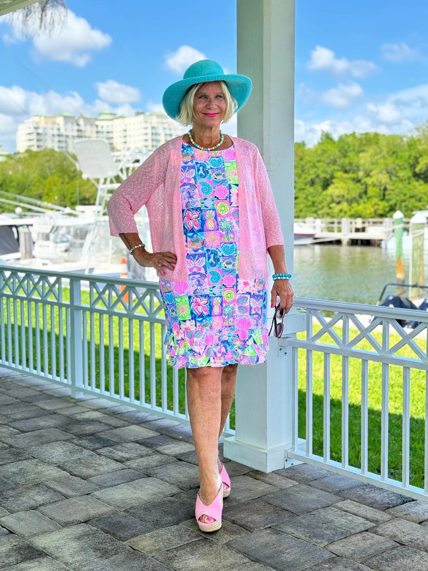 SANDY BEACH COLOR SHIFT RUFFLE DRESS