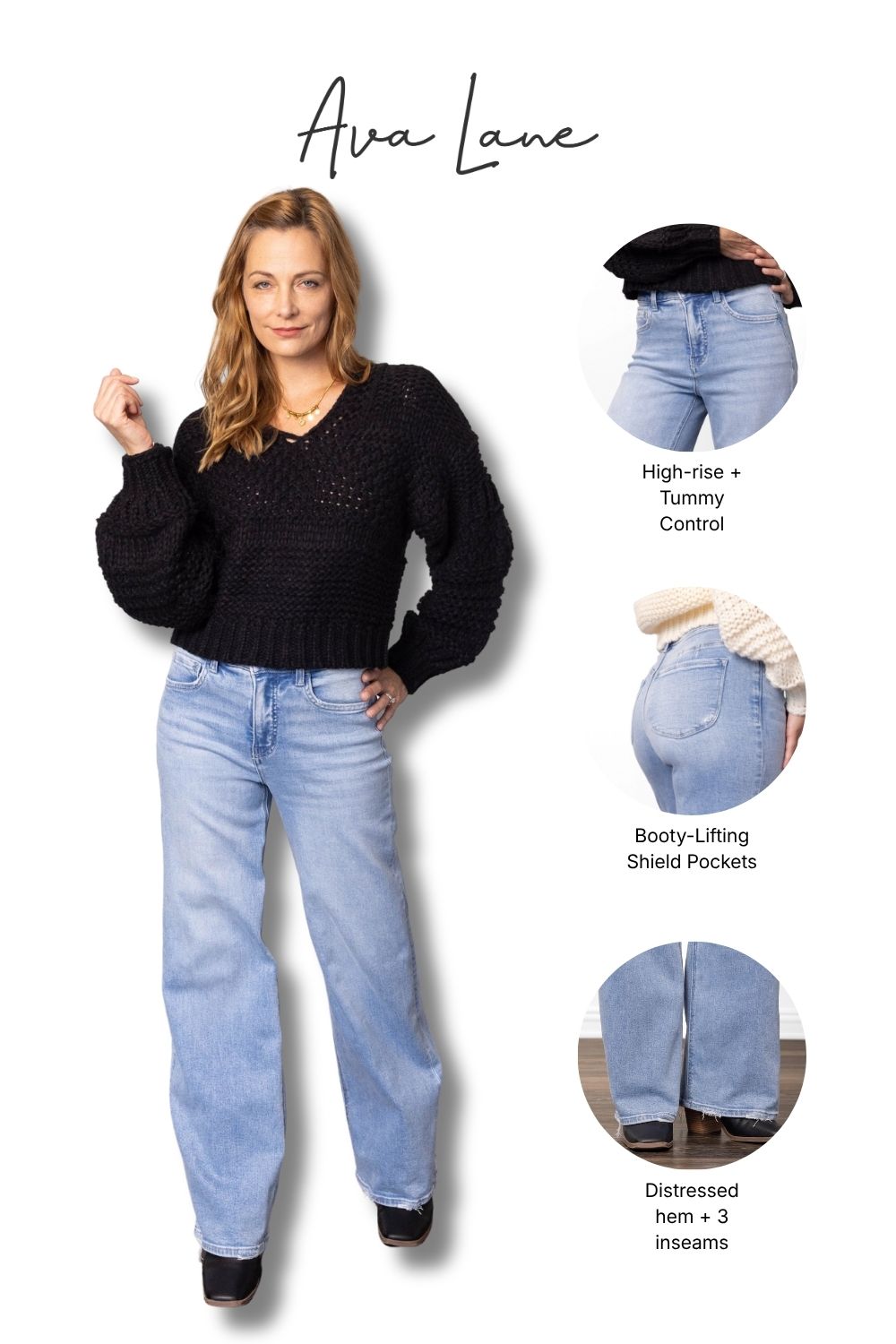 The Felicity High-Rise Tummy Control Wide Leg Denim - Three Inseams
