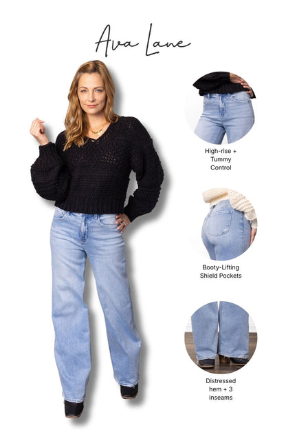 The Felicity High-Rise Tummy Control Wide Leg Denim - Three Inseams