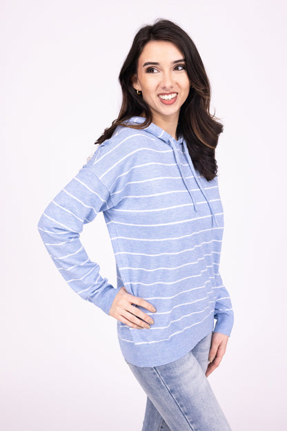Forever Love Women's Striped Hoodie Sweater