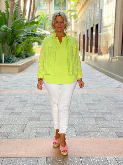 SOLID LIME SLEEVELESS V NECK