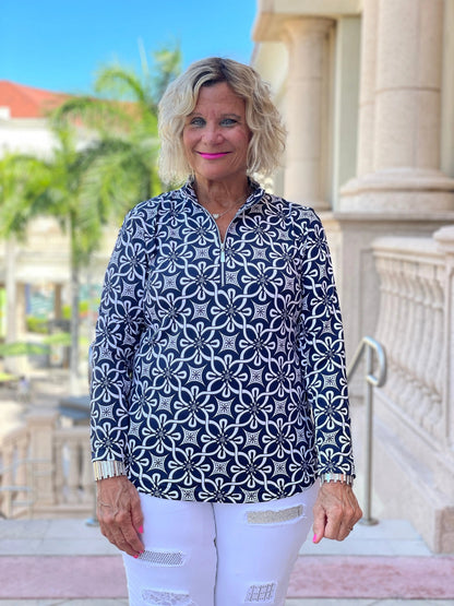 NAVY DAYS  ZIPPER TOP