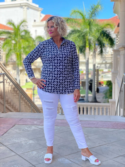 NAVY DAYS  ZIPPER TOP