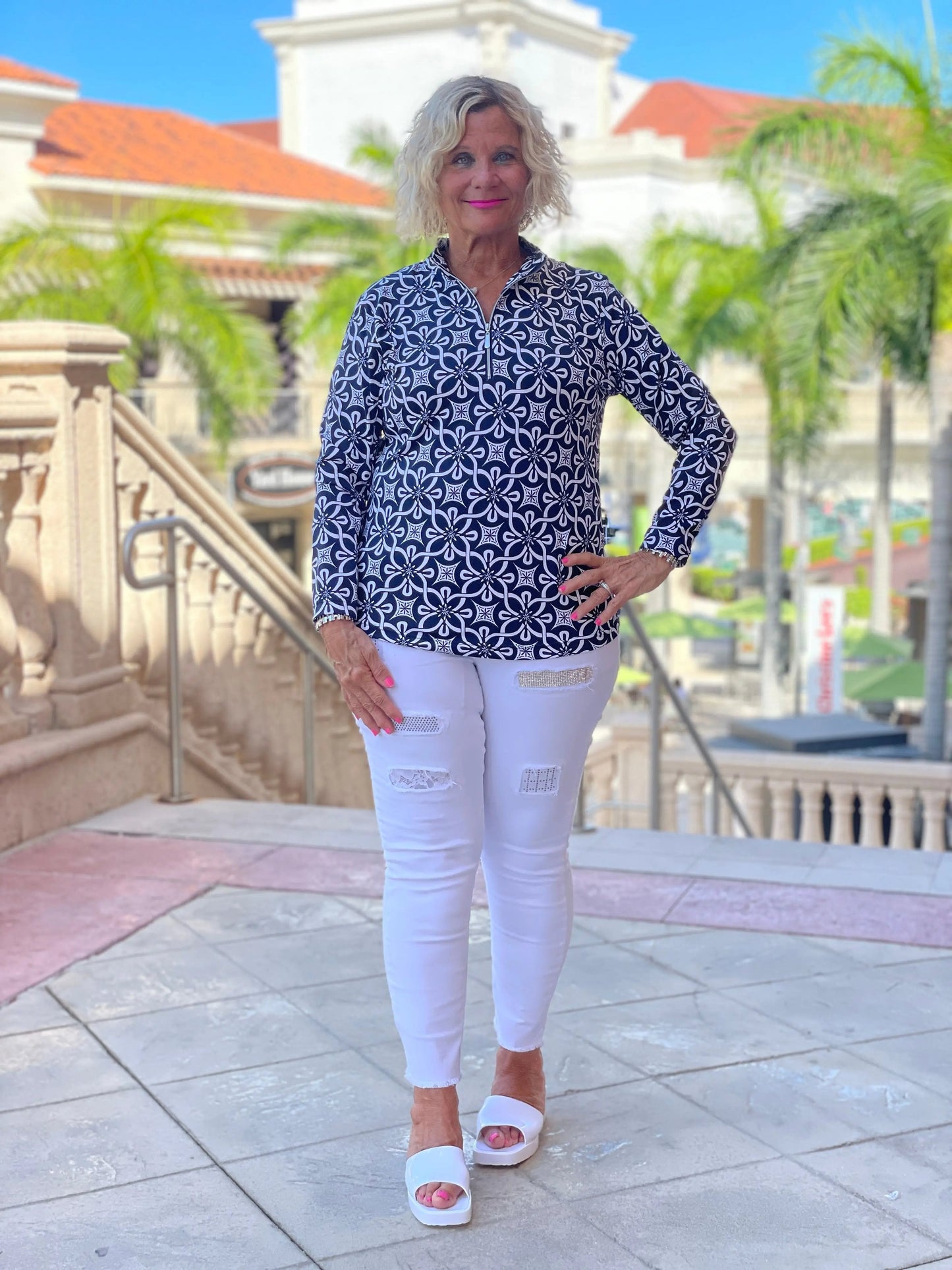 NAVY DAYS  ZIPPER TOP