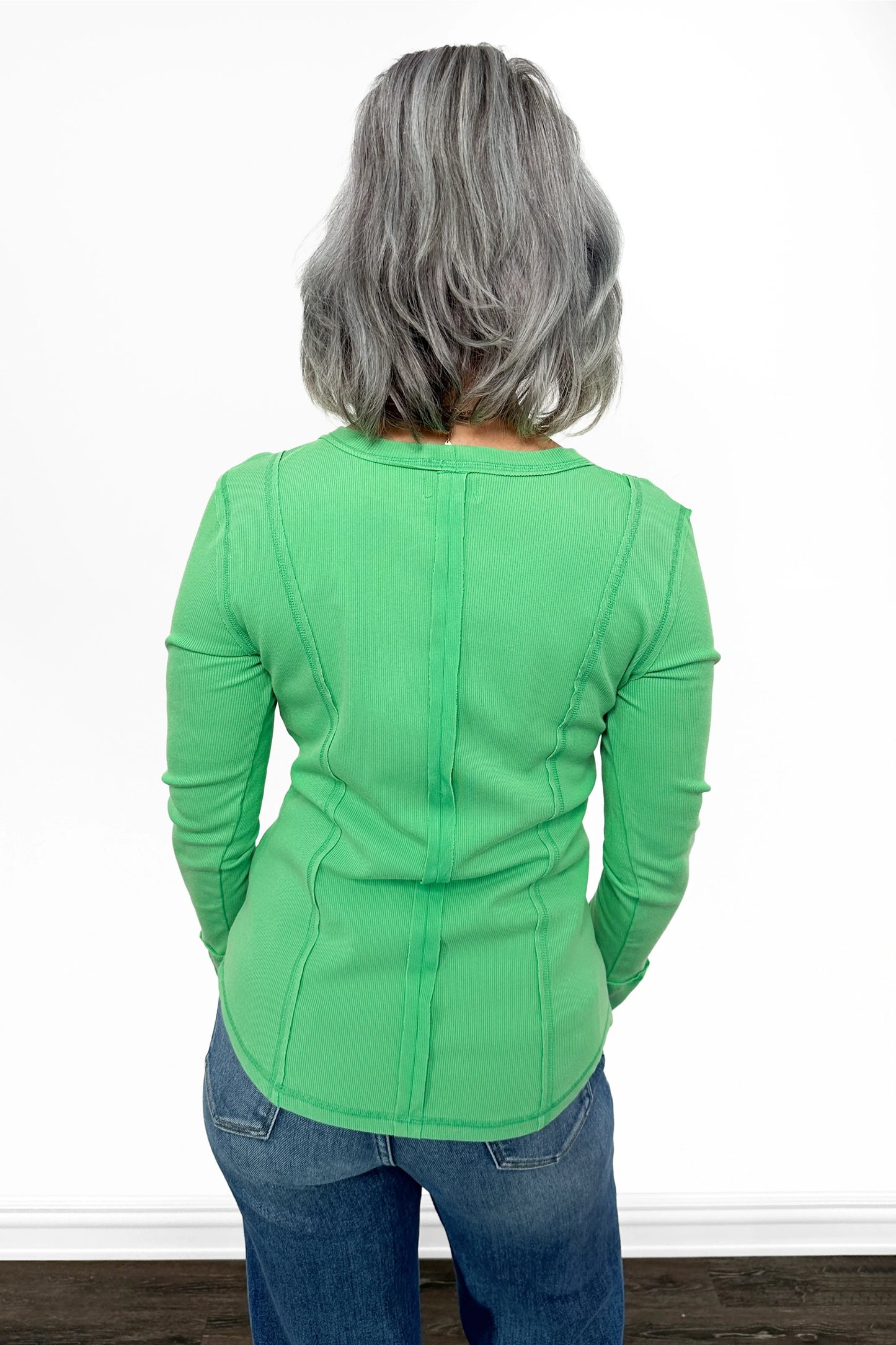 ALB Custom Women's Ribbed Mineral Wash Long Sleeve Top