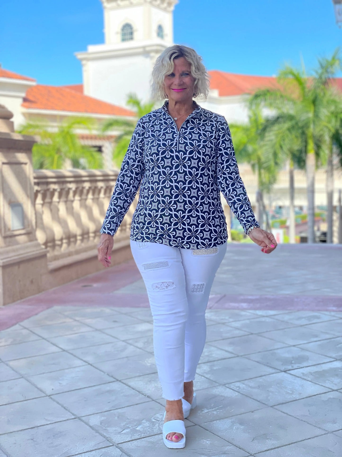 NAVY DAYS  ZIPPER TOP