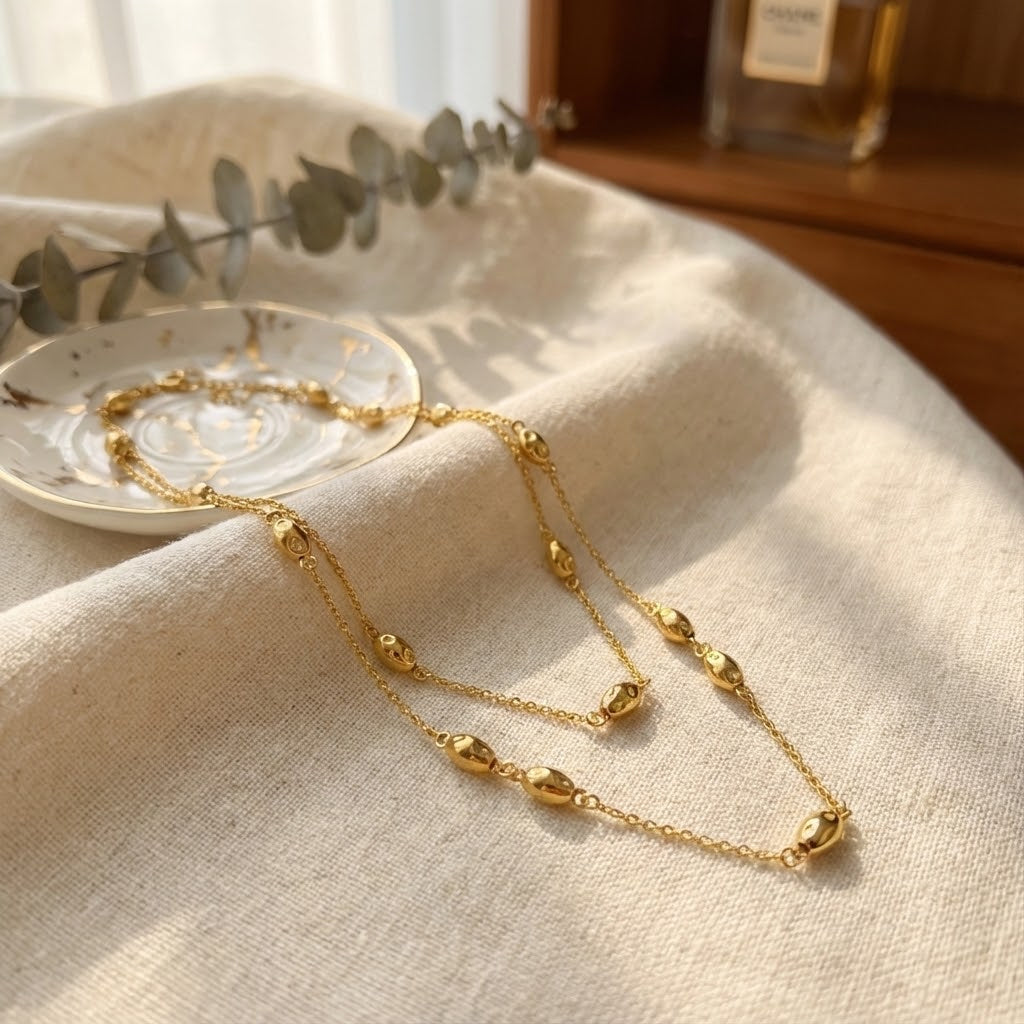 ALB Custom Gold Marquise Station Necklace
