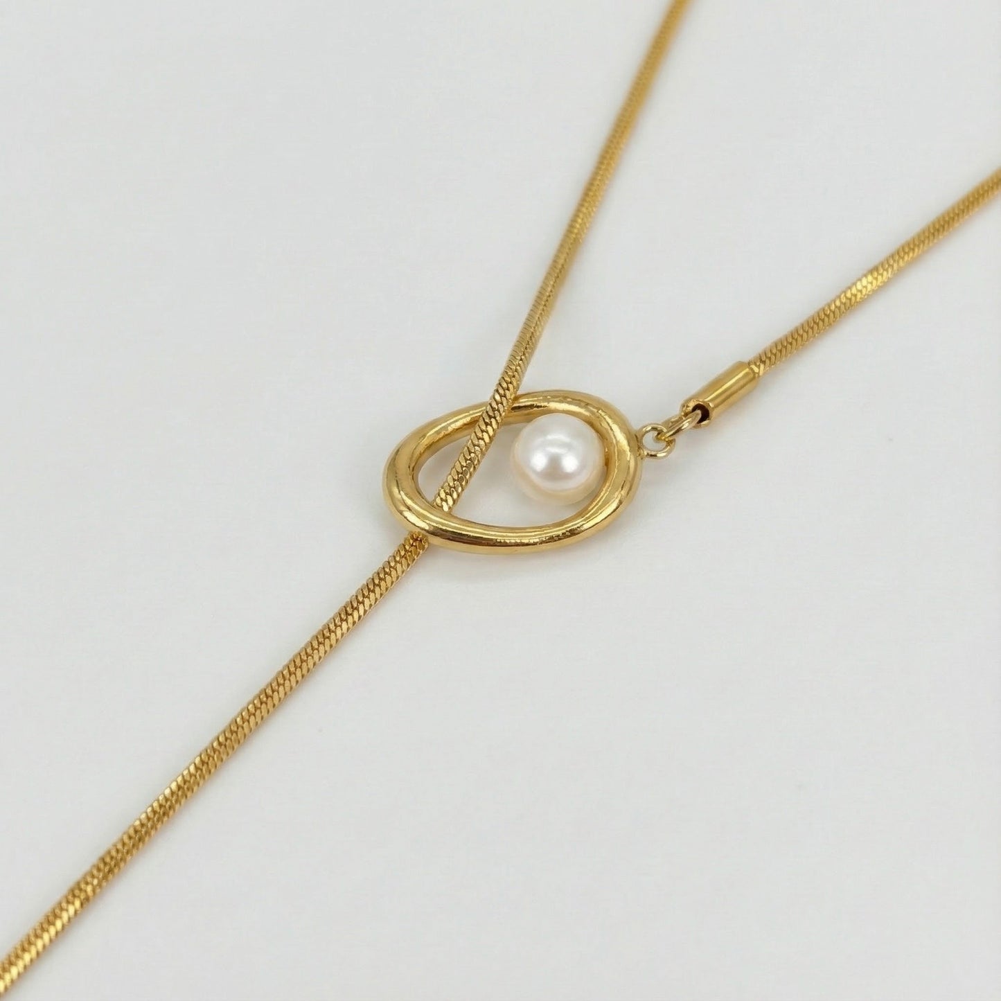 ALB Custom Gold Baroque Pearl Drop Y-Necklace