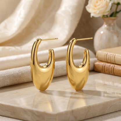 ALB Custom Modern Gold Oval Drop Earrings