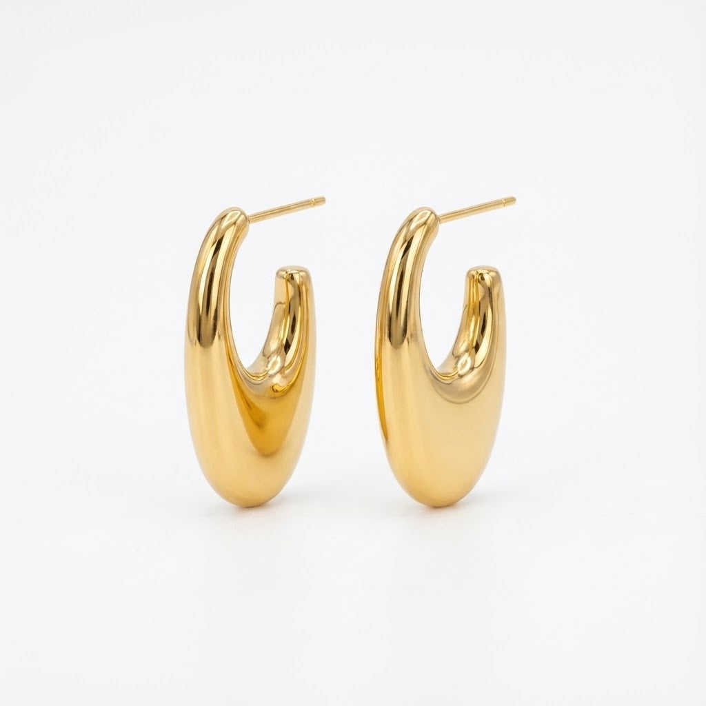 ALB Custom Modern Gold Oval Drop Earrings