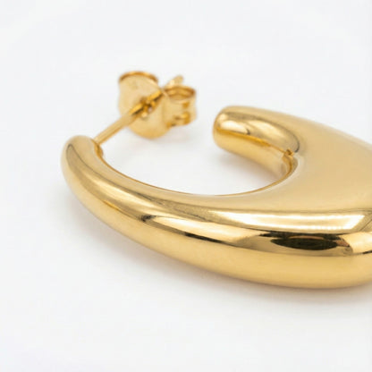 ALB Custom Modern Gold Oval Drop Earrings