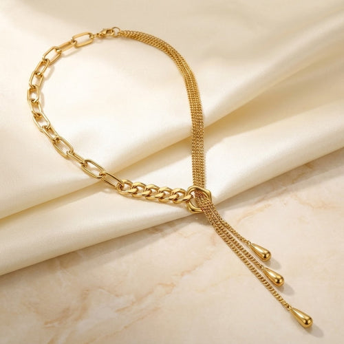 ALB Custom Gold Teardrop Lariat Necklace