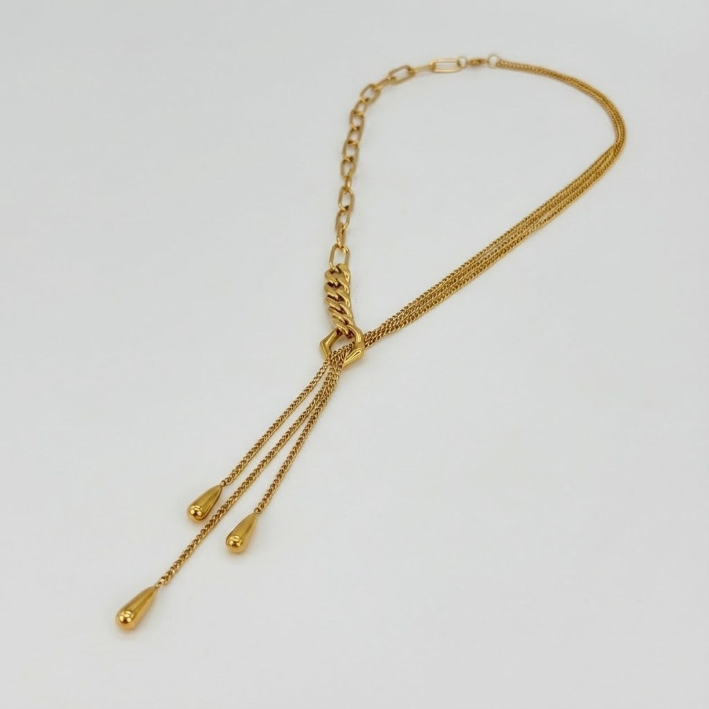 ALB Custom Gold Teardrop Lariat Necklace