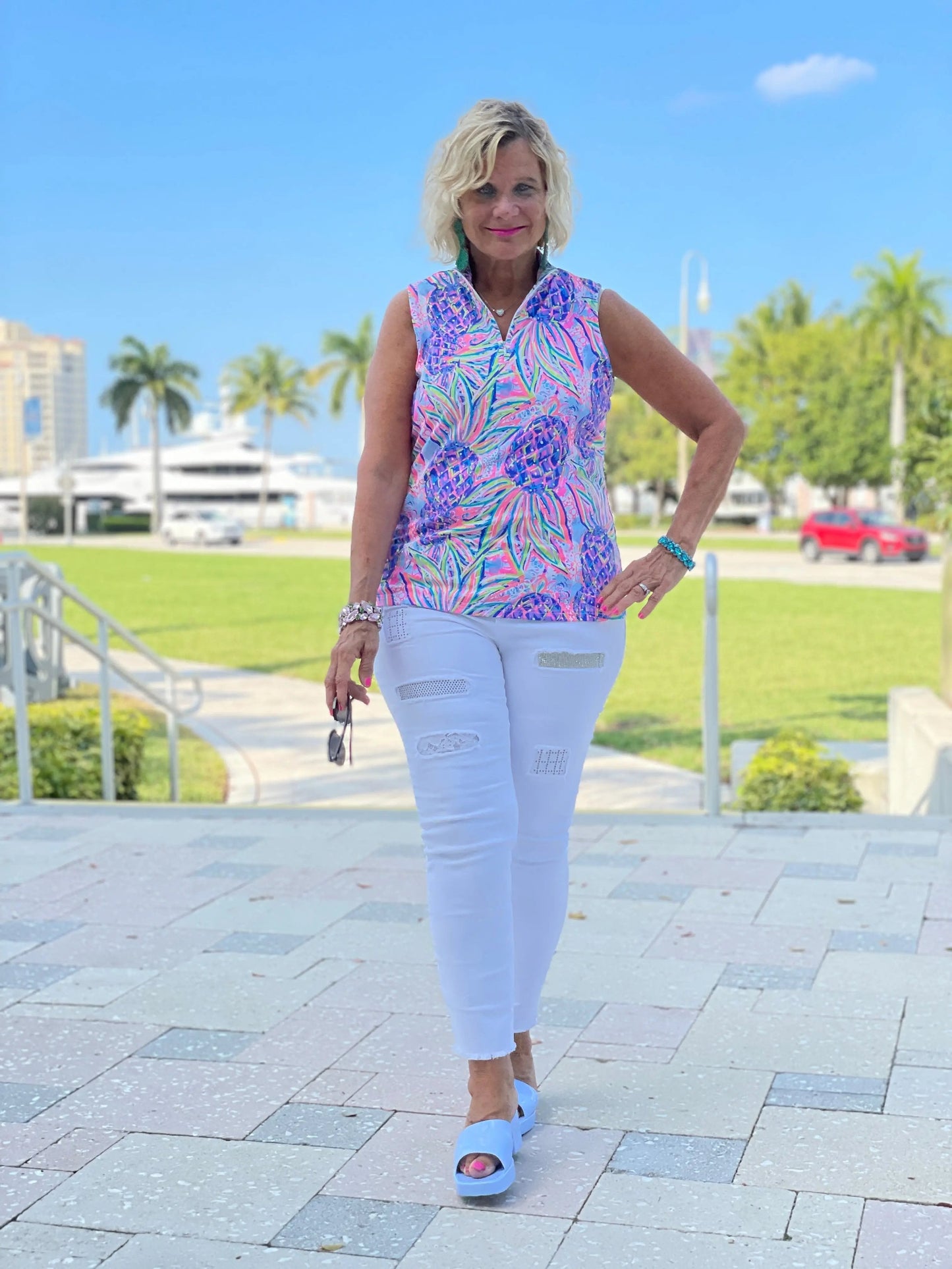 PINK PINEAPPLE DREAM SLEEVELESS ZIPPER