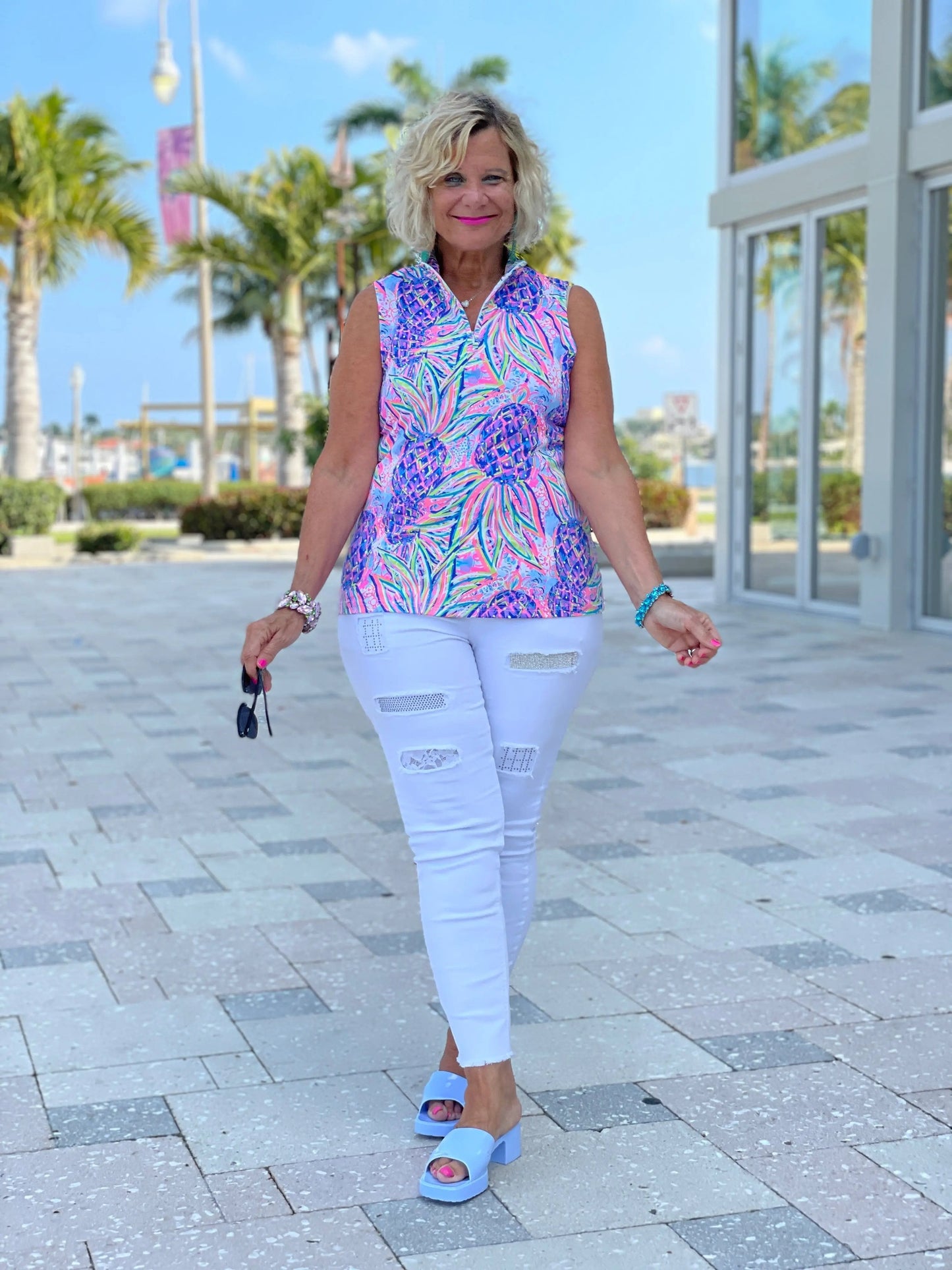 PINK PINEAPPLE DREAM SLEEVELESS ZIPPER