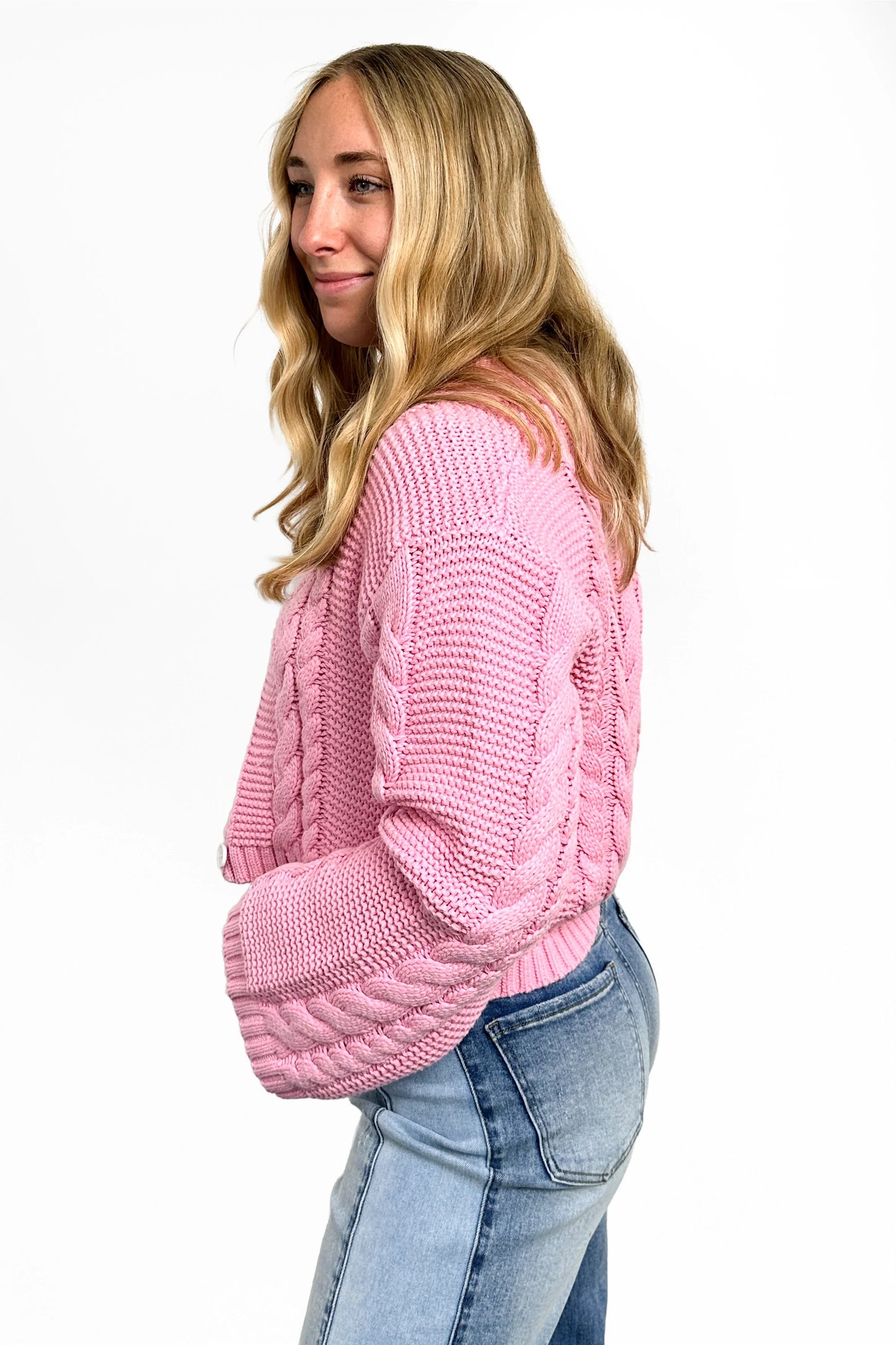 Women's Cable Knit Textured Button Front Cardigan by Ava Lane