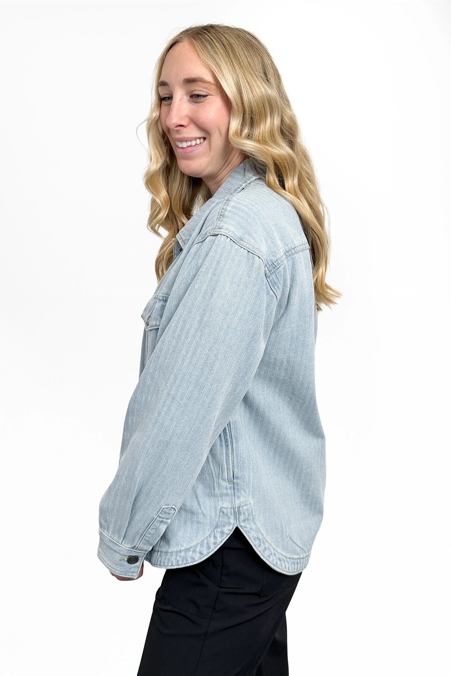 The Mindy Light Wash Oversized Denim Shacket