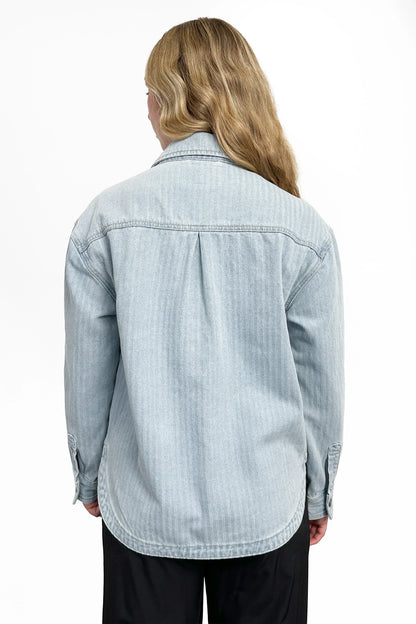 The Mindy Light Wash Oversized Denim Shacket