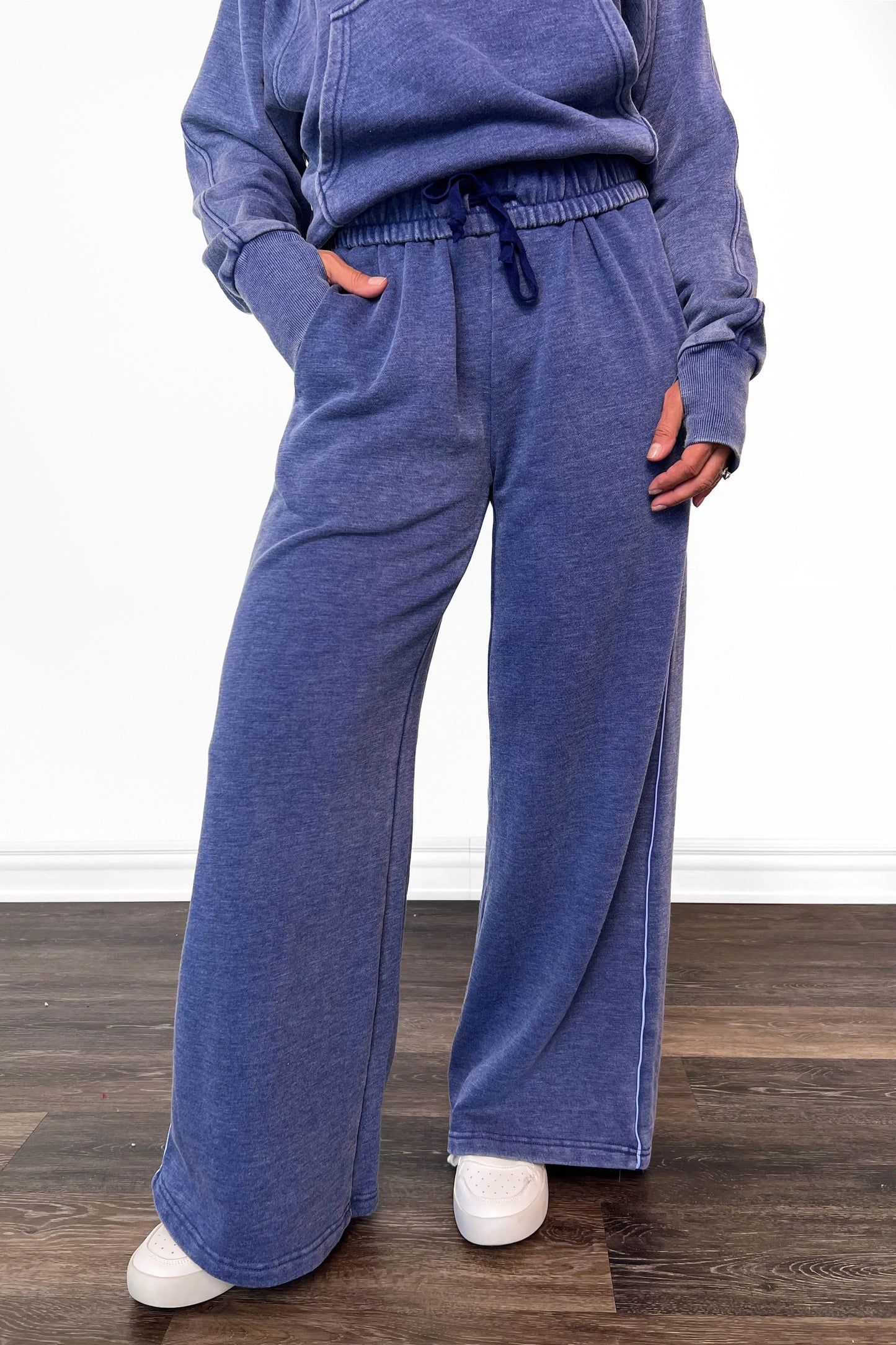 ALB Custom Women's Solid Navy Wide Leg Pants - Two Inseams