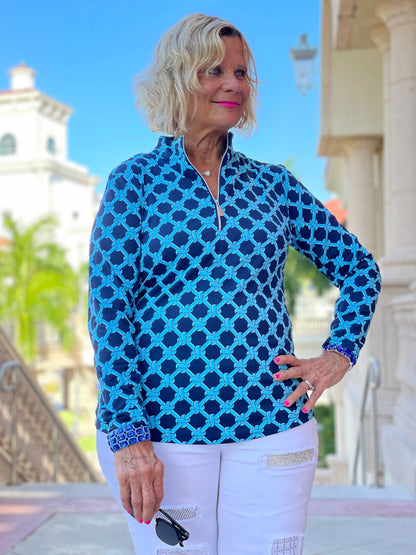 SEASIDE BLUE ZIPPER TOP