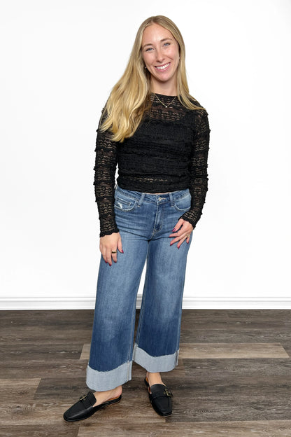 ALB Custom Women's Textured Lace Long Sleeve Top