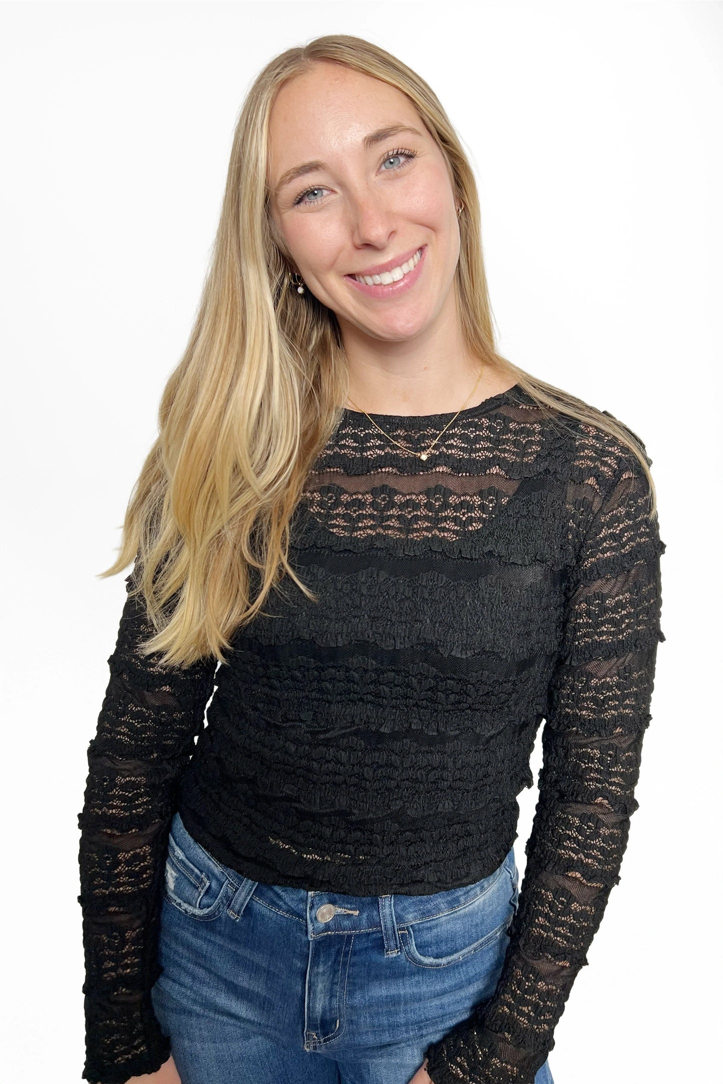 ALB Custom Women's Textured Lace Long Sleeve Top