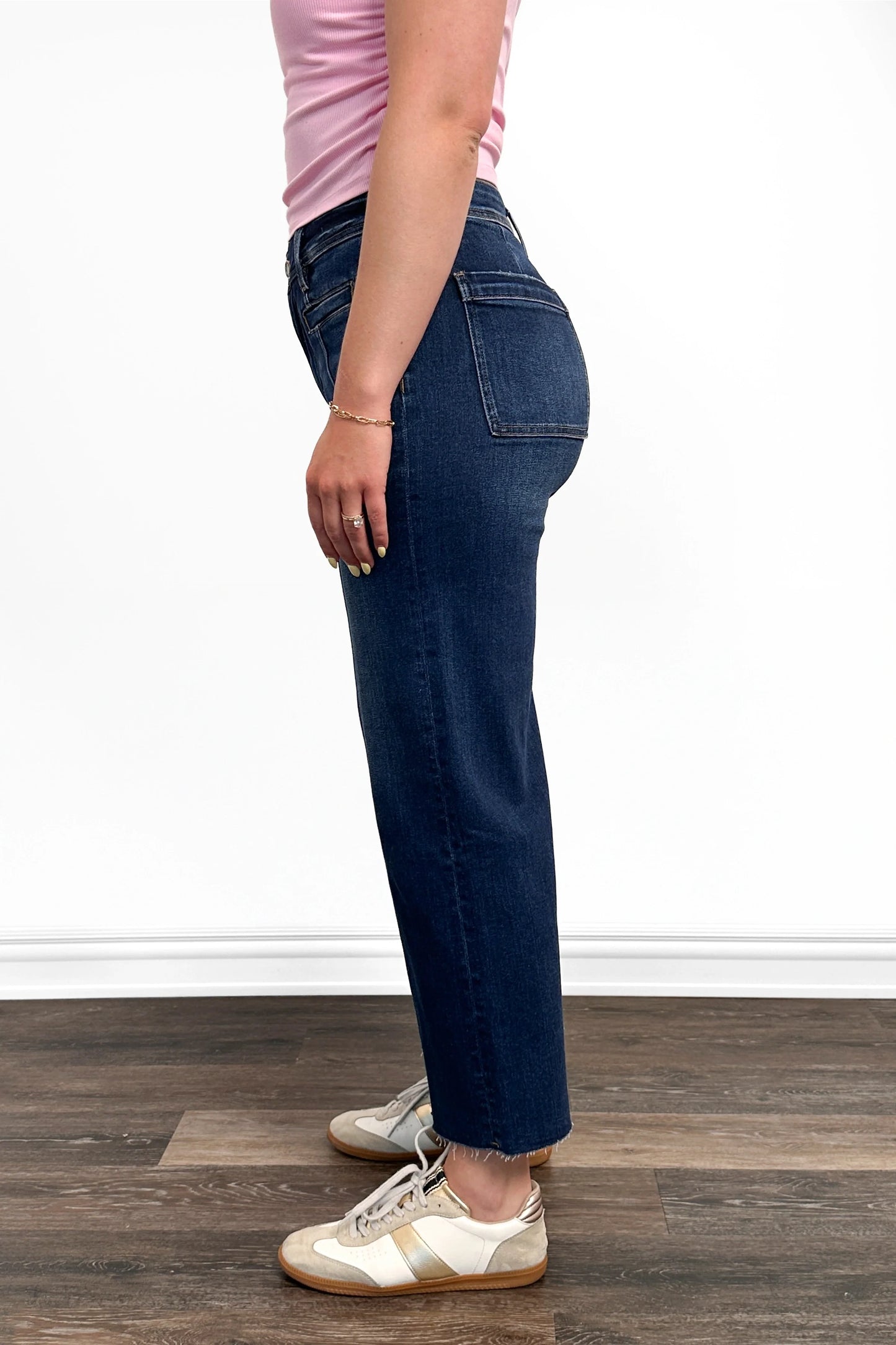 The Raya High-Rise Tummy Control Raw Hem Wide Leg Jeans