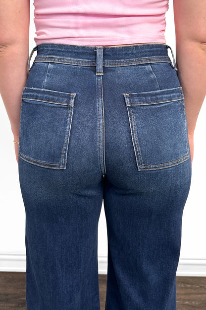 The Raya High-Rise Tummy Control Raw Hem Wide Leg Jeans