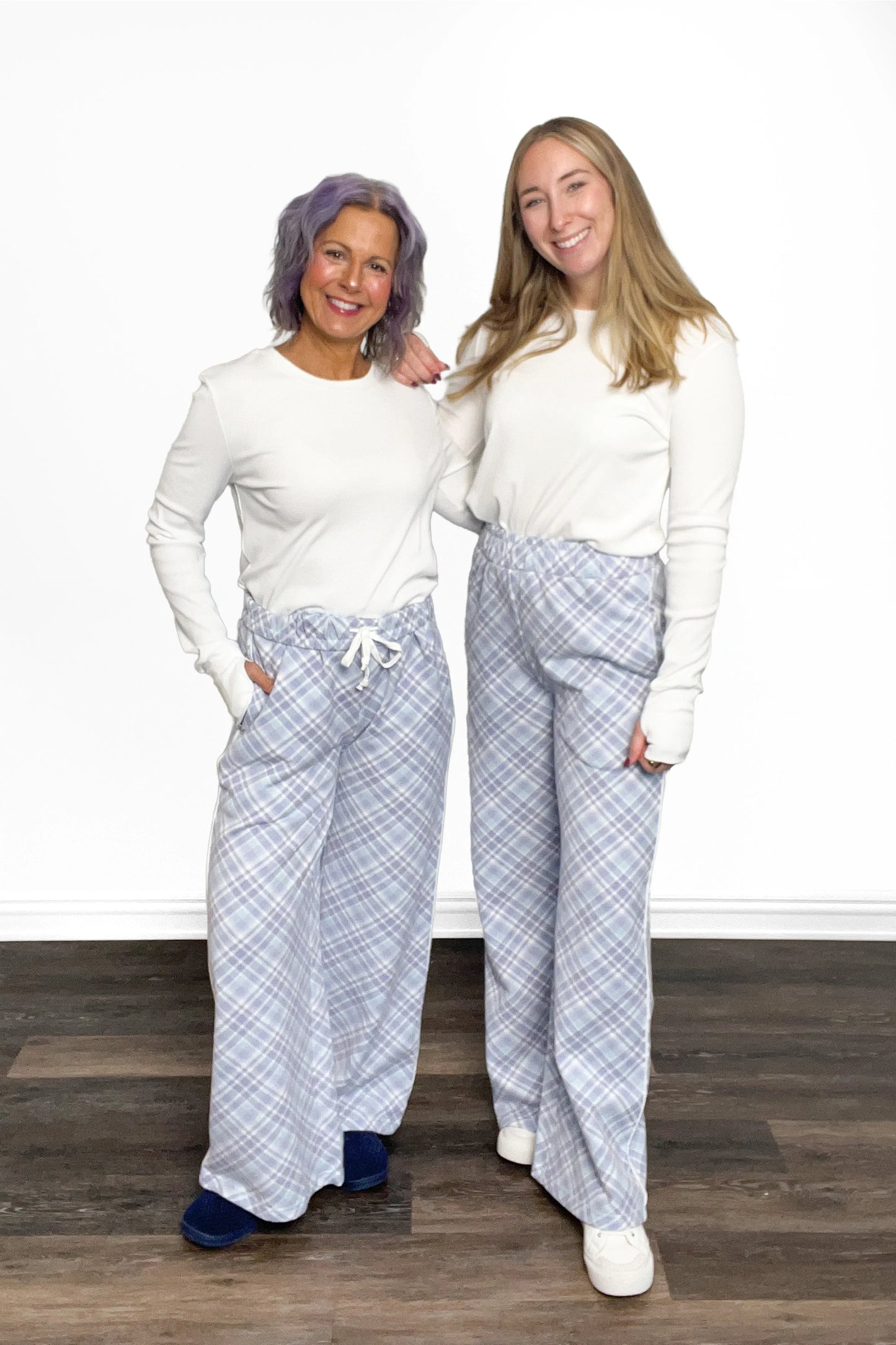 ALB Custom Women's Plaid Print Wide Leg Pants - Two Inseams
