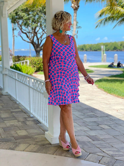PINK SPADE LAYERED RUFFLE DRESS