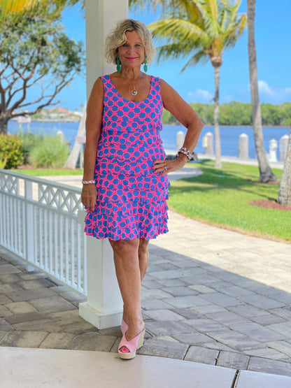 PINK SPADE LAYERED RUFFLE DRESS