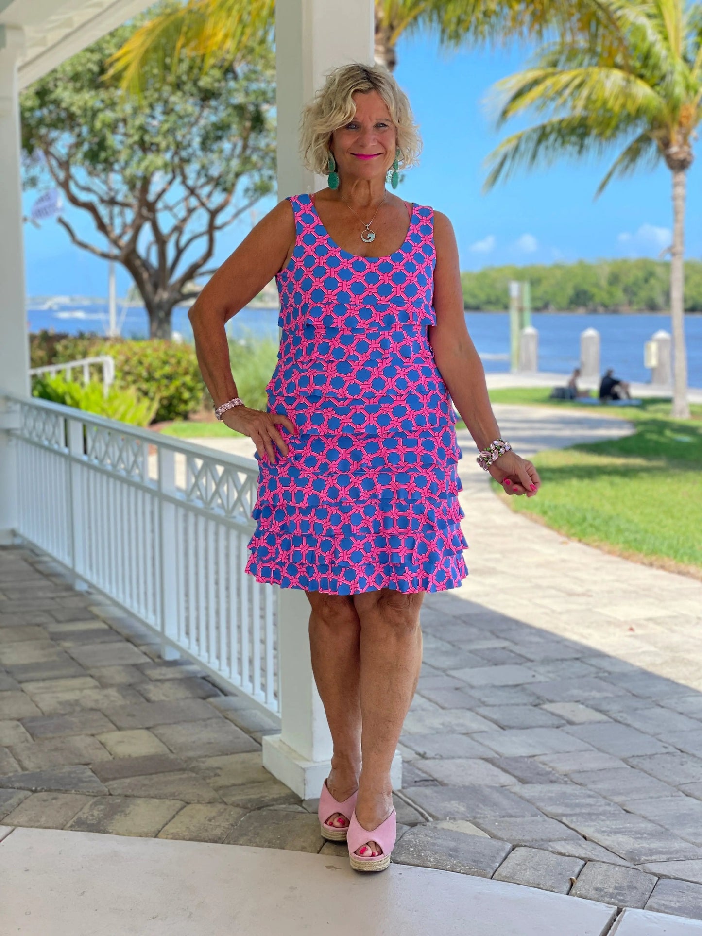 PINK SPADE LAYERED RUFFLE DRESS