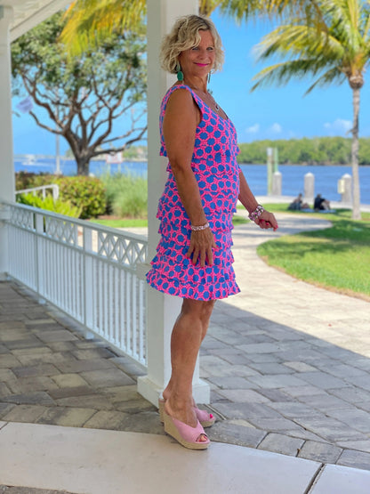 PINK SPADE LAYERED RUFFLE DRESS