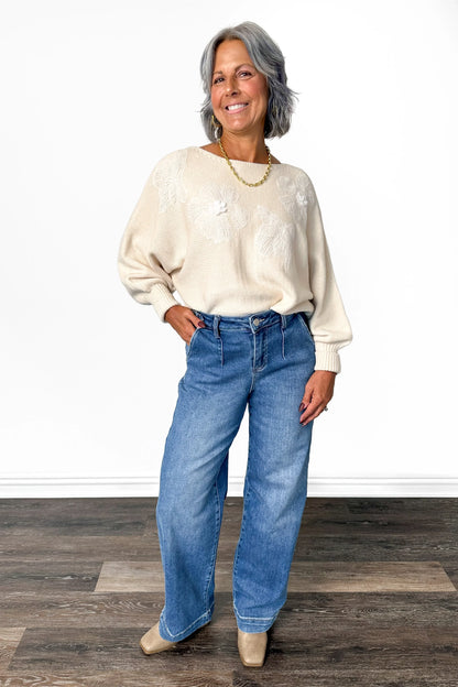 The Kelsey High-Rise Pleated Relaxed Wide Leg Denim