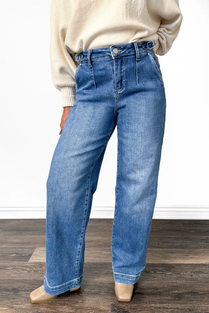 The Kelsey High-Rise Pleated Relaxed Wide Leg Denim