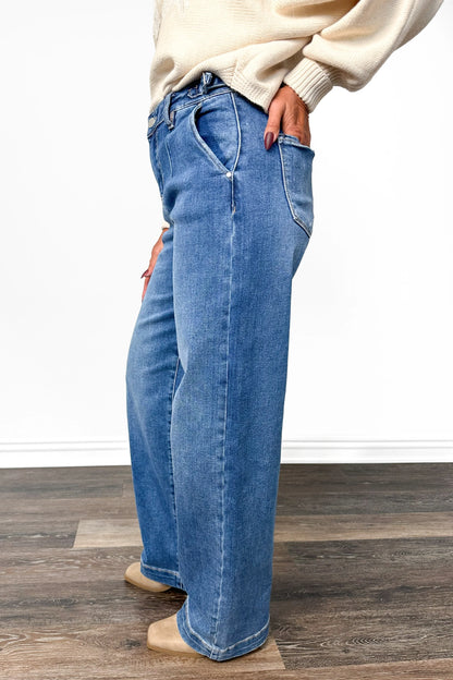 The Kelsey High-Rise Pleated Relaxed Wide Leg Denim