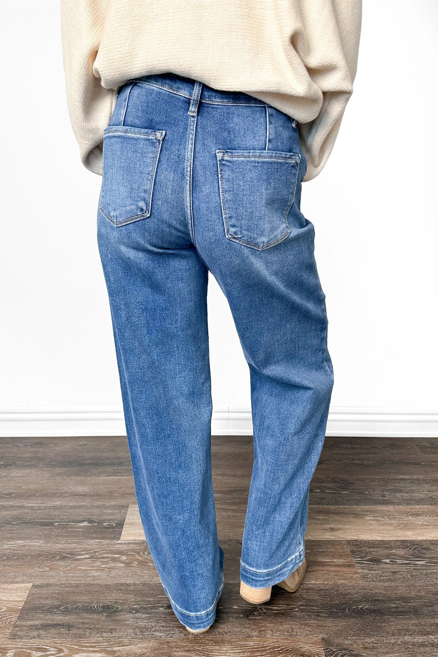 The Kelsey High-Rise Pleated Relaxed Wide Leg Denim