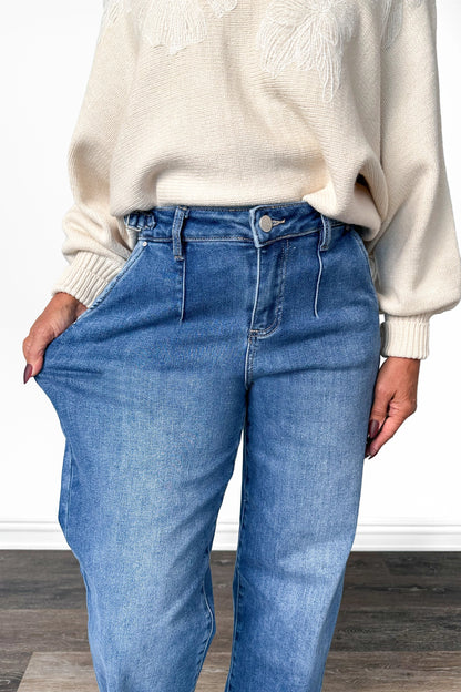The Kelsey High-Rise Pleated Relaxed Wide Leg Denim