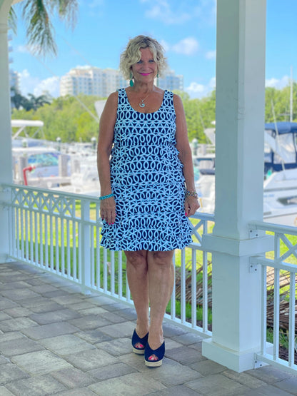 MELINA BLUE LAYERED RUFFLE DRESS