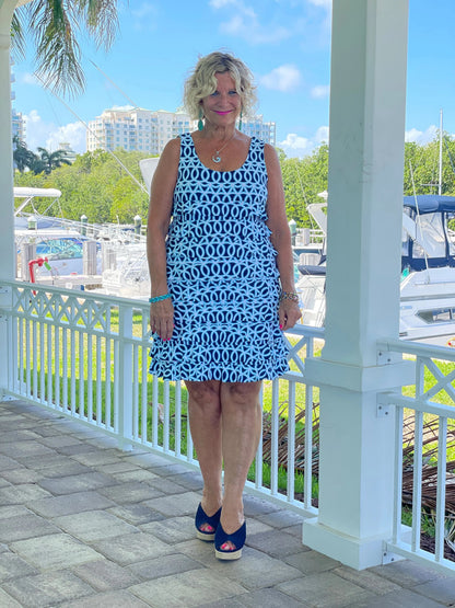 MELINA BLUE LAYERED RUFFLE DRESS