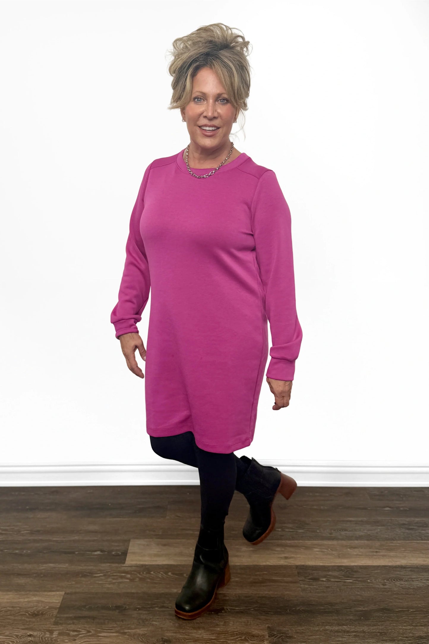 Women's Knit Long Sleeve Shirt Dress