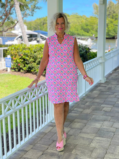 PALM TREE SIESTA COLLAR DRESS