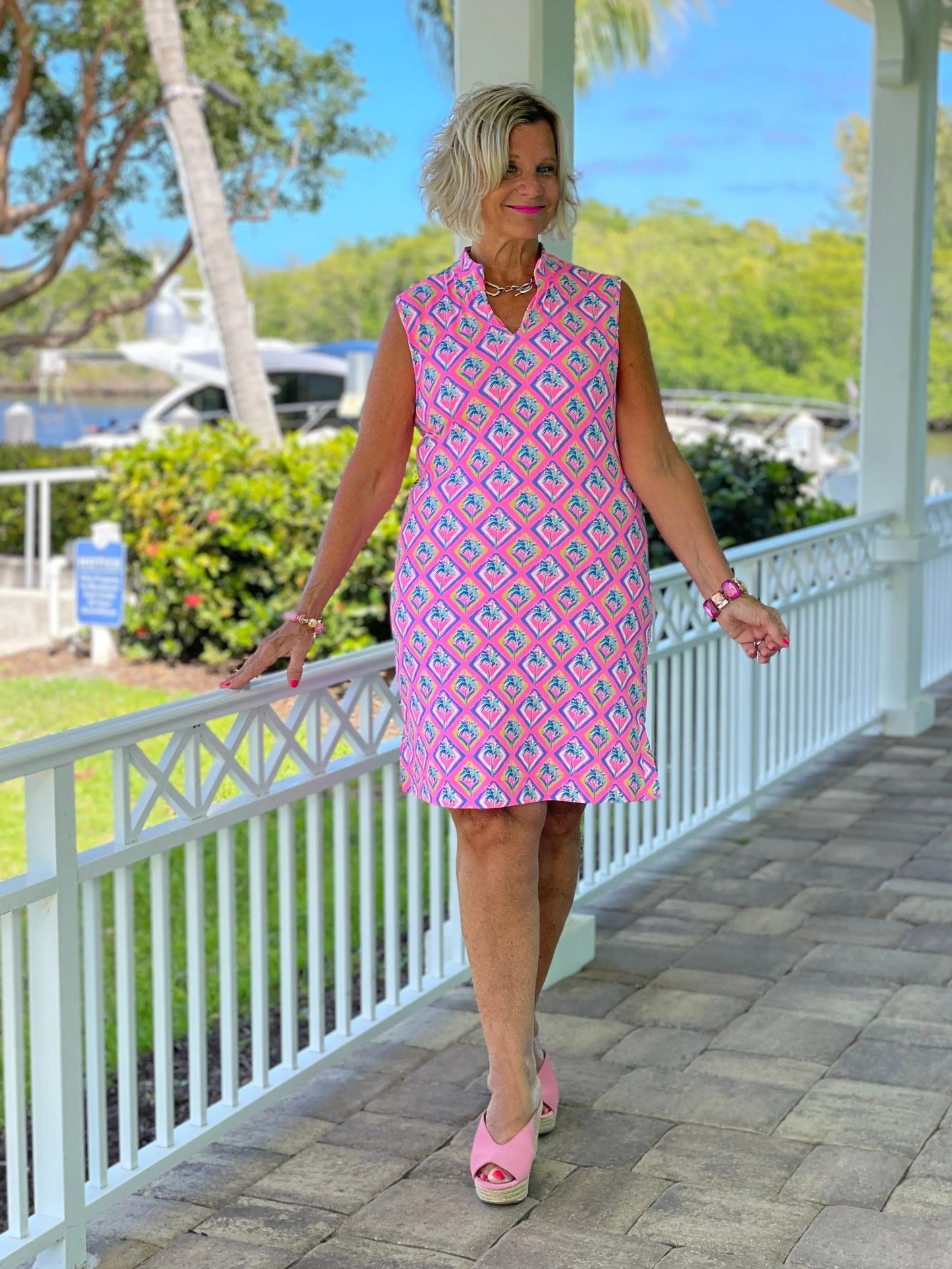 PALM TREE SIESTA COLLAR DRESS