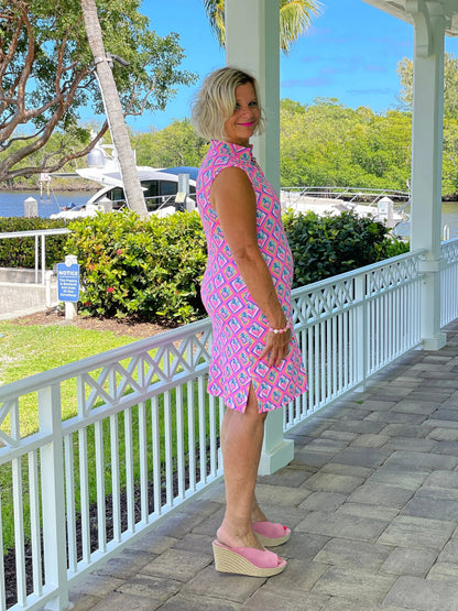 PALM TREE SIESTA COLLAR DRESS