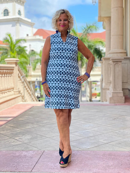 MELINA BLUE COLLAR DRESS
