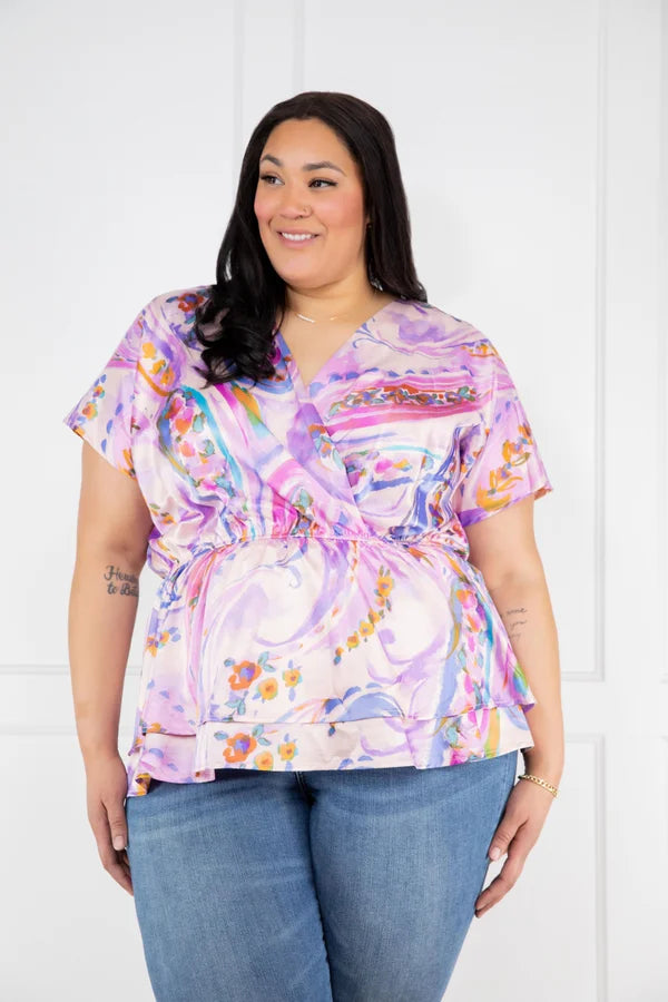 Add A Little Color Women's Bold Tiered Short Sleeve Top