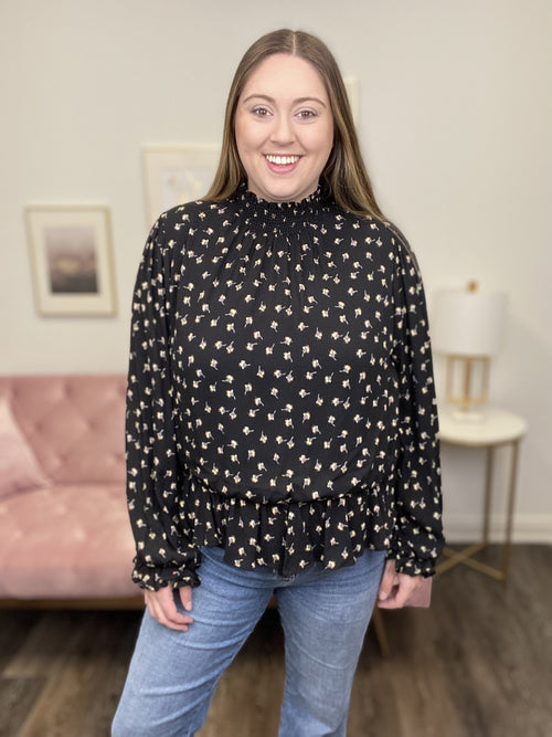 Fun Floral Women's Puff Long Sleeve Top